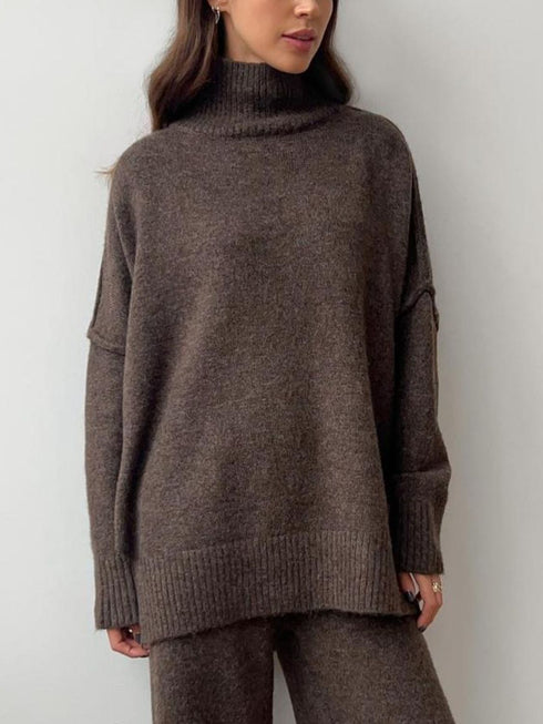 'Keres' Long Sleeve Top and Pants Sweater Set - Celes Fashion